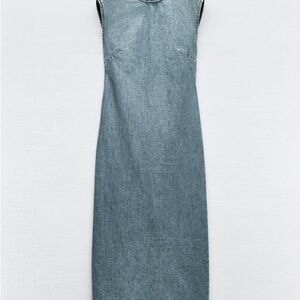 Zara Light Blue Denim Maxi Dress